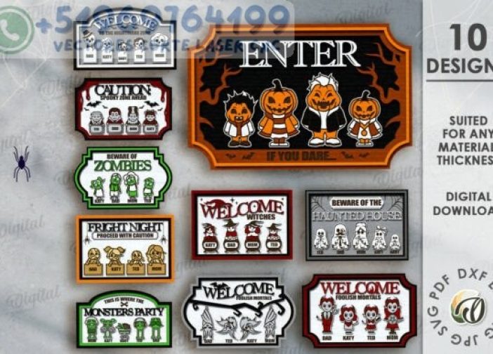 Paquete de letreros familiares de Halloween