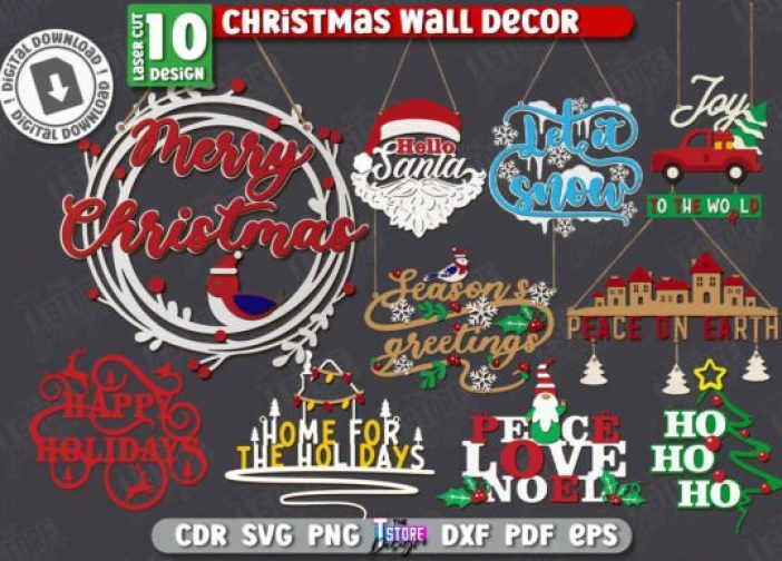 Paquete de letreros navideños de pared