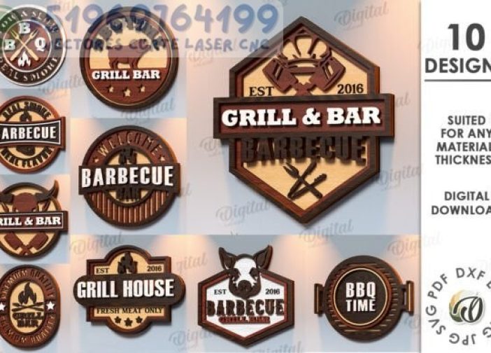 Paquete de letreros para bar y parrilla