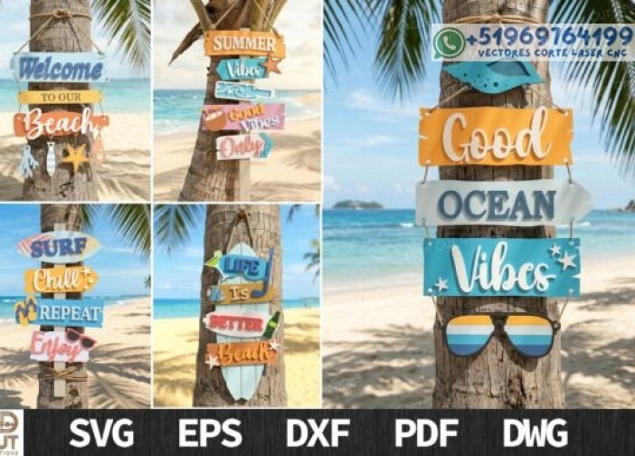 Paquete de letreros para playa mensajes positivos Para mas Vectores Whatsapp 51969764199