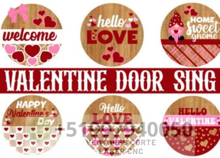 Paquete de letreros redondos SVG PNG de San Valentín