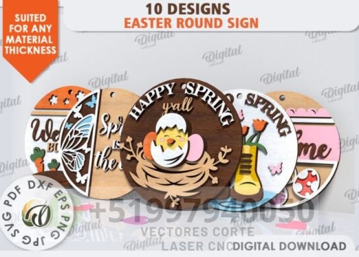 Paquete de letreros redondos de Pascua