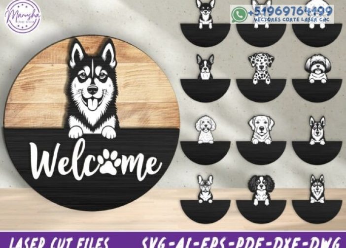 Paquete de letreros redondos de bienvenida para perros Para mas Vectores Whatsapp 51969764199