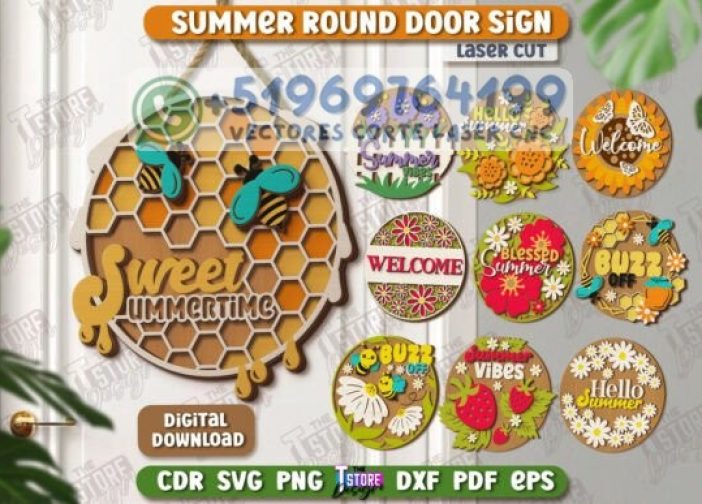 Paquete de letreros redondos de verano