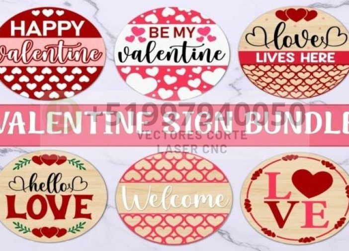 Paquete de letreros redondos del Día de San Valentín