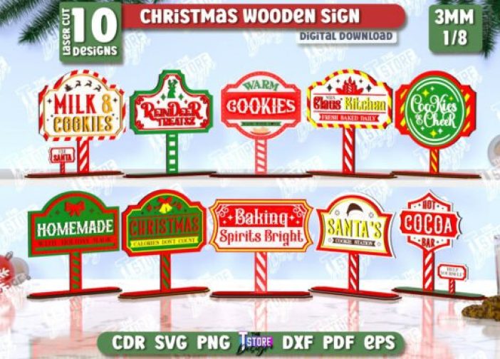 Paquete de letreros señales navideños