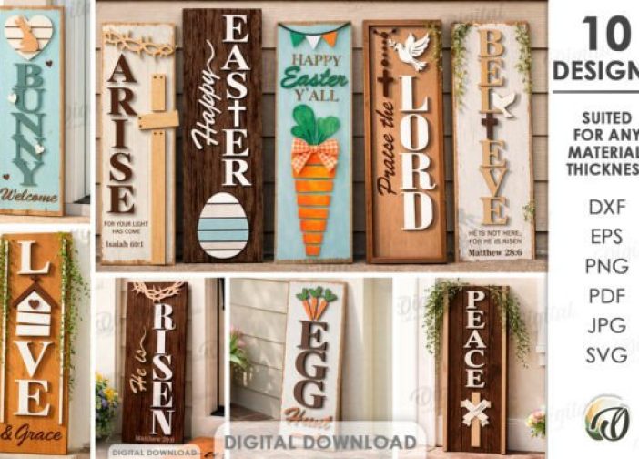 Paquete de letreros verticales para puerta de Pascua