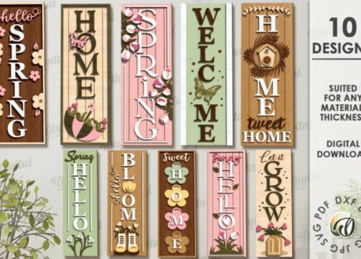 Paquete de letreros verticales para puertas de primavera