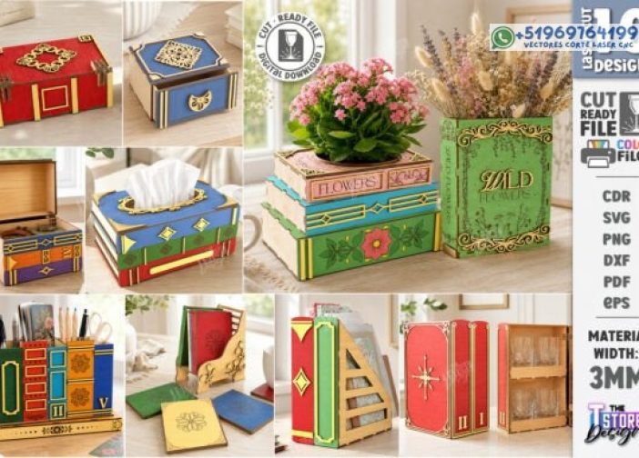 Paquete de libros cortados con láser para decoración del hogar