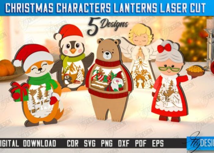 Paquete de linternas con personajes navideños