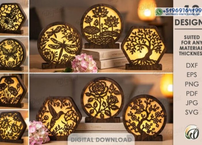 Paquete de linternas decorativas 3D cortadas con láser