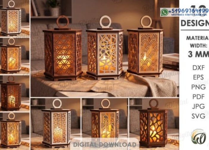 Paquete de linternas decorativas cortadas con láser