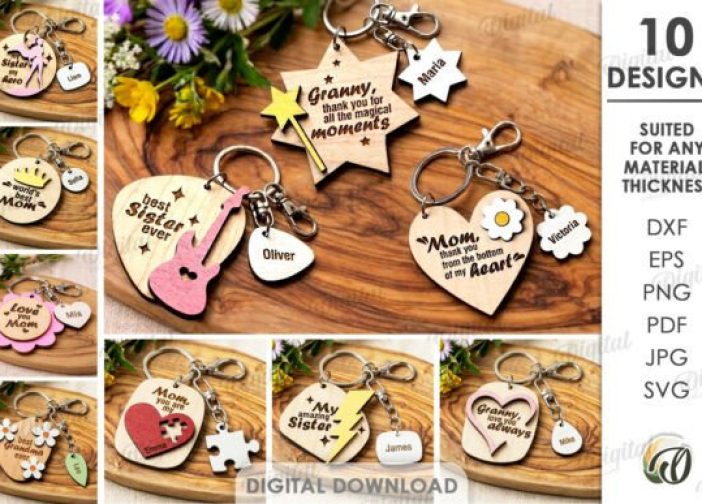 Paquete de llaveros 3D para el Día de la Madre