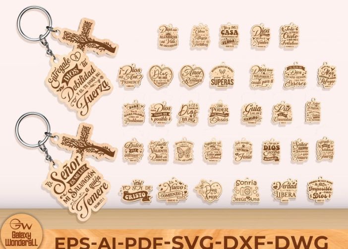 Paquete de llaveros cristianos en español