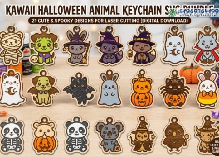 Paquete de llaveros de animales Kawaii de Halloween