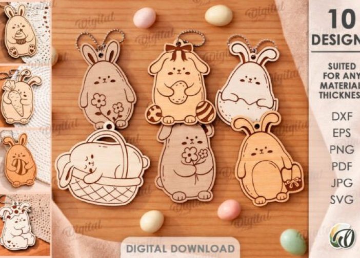 Paquete de llaveros de conejito de Pascua