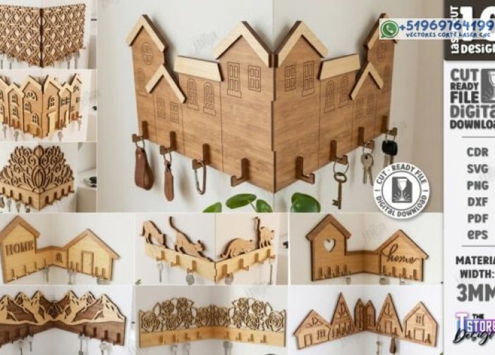 Paquete de llaveros de esquina de pared cortados con láser
