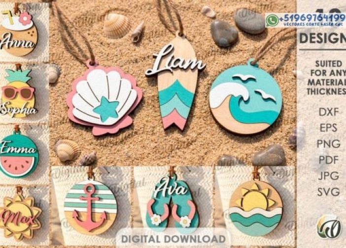 Paquete de llaveros de verano 3D