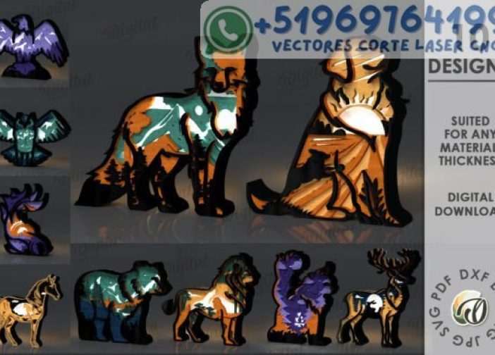 Paquete de luces nocturnas de animales 3D