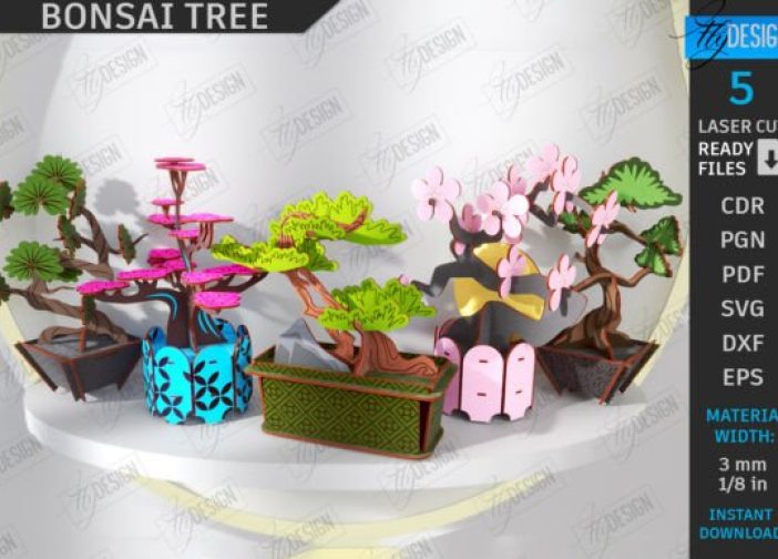 Paquete de macetas bonsais 3D