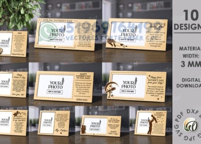 Paquete de marcos de fotos 3D para el Día del Padre