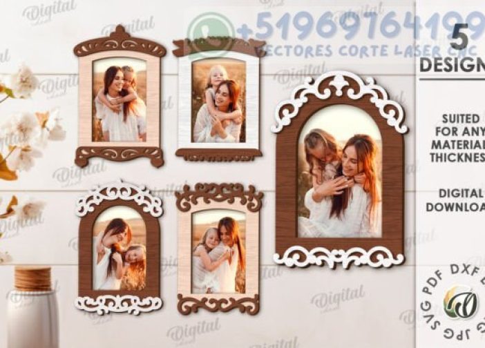 Paquete de marcos de fotos de madera 3D