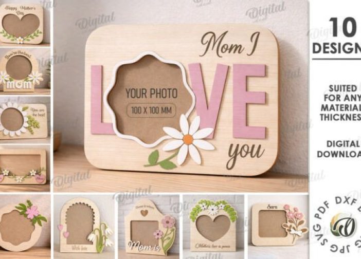Paquete de marcos de fotos para el Día de la Madre Láser