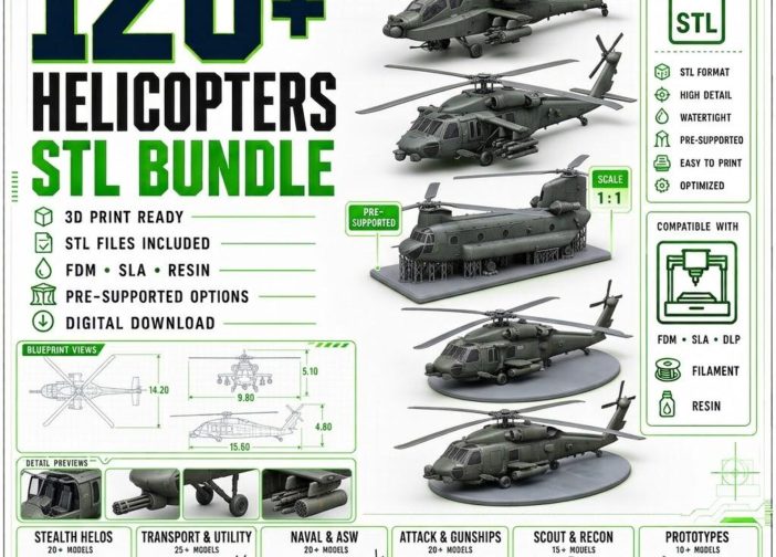 Paquete de mas de 120 archivos stl de helicópteros lo mejor en 3D al 51969764199