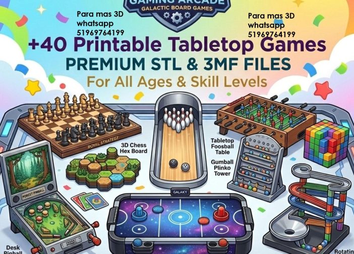 Paquete de más de 40 archivos STL para impresión 3D de juegos de mesa
