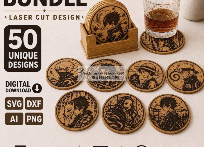 Paquete de mas de 50 diseños de posavasos de anime