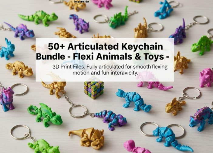 Paquete de mas de 50 llaveros articulados stl animales y jueguetes flexibles