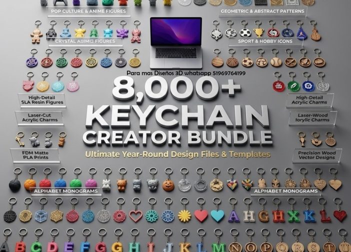 Paquete de mas de 5000 modelos 3D de llaveros