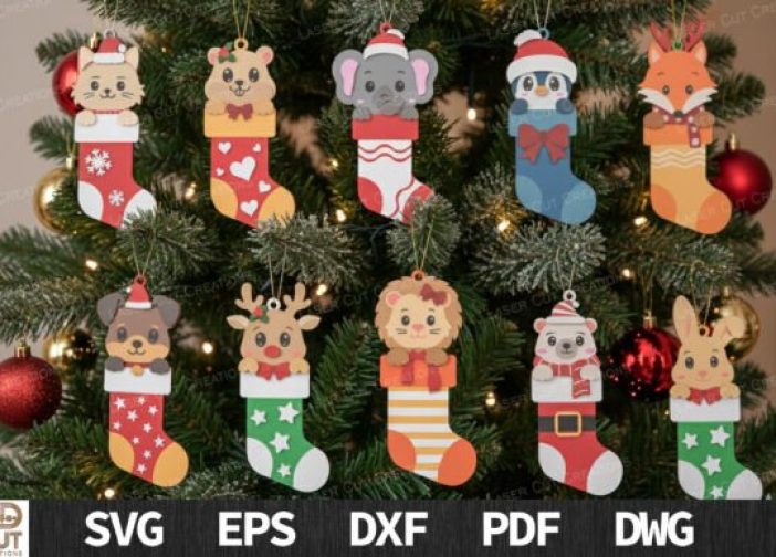 Paquete de medias navideñas con animales