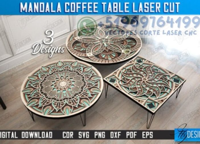 Paquete de mesa de centro con diseño de mandala