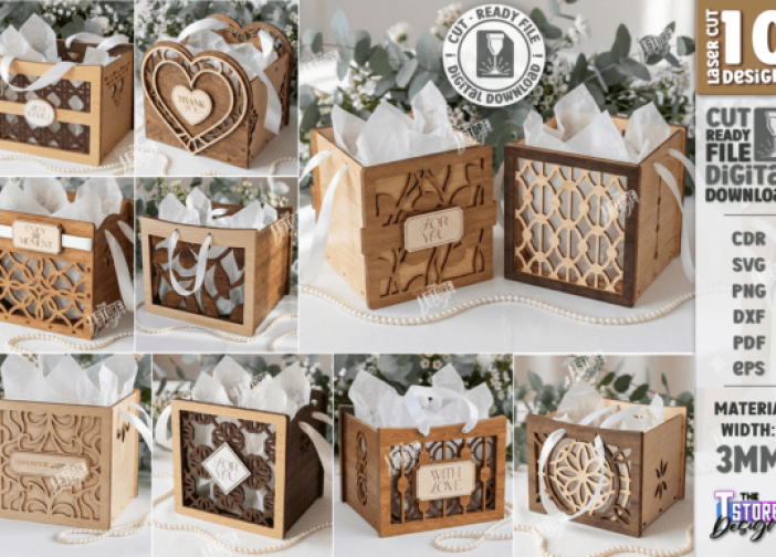 Paquete de mini cajas de regalo de madera