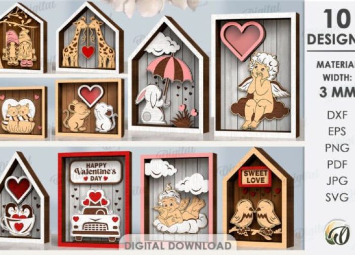 Paquete de mini letreros en capas para San Valentín