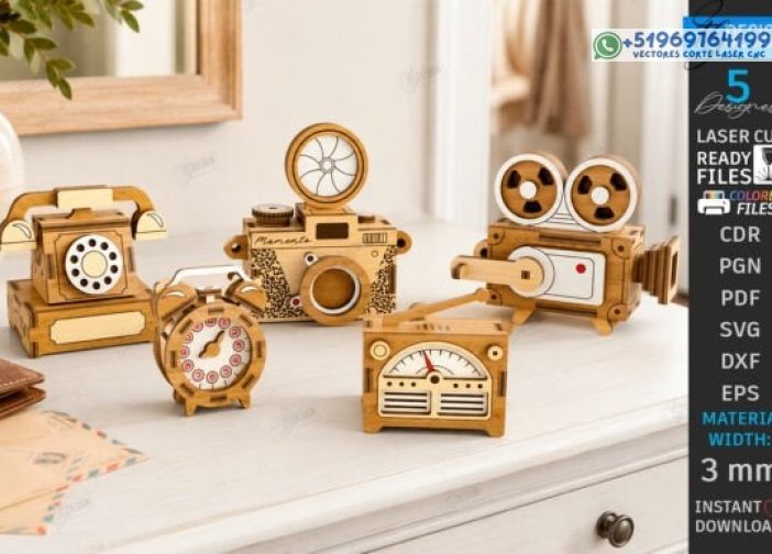 Paquete de mini llaveros retro cortados con láser
