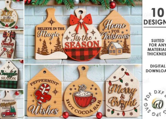 Paquete de mini tablas de picar navideñas