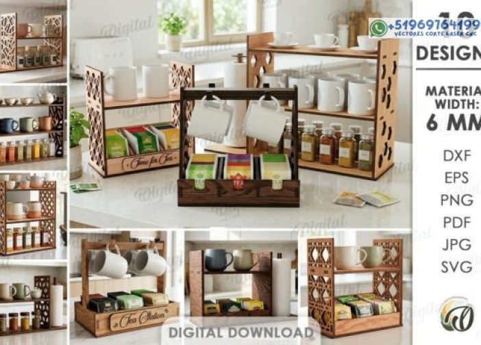 Paquete de organizadores de cocina 3D cortados con láser
