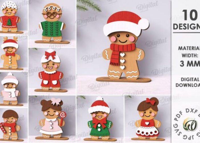 Paquete de pan de jengibre navideño láser