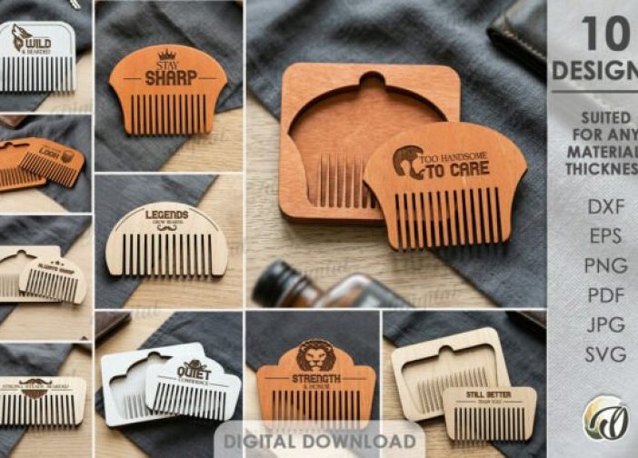 Paquete de peines de madera para barba