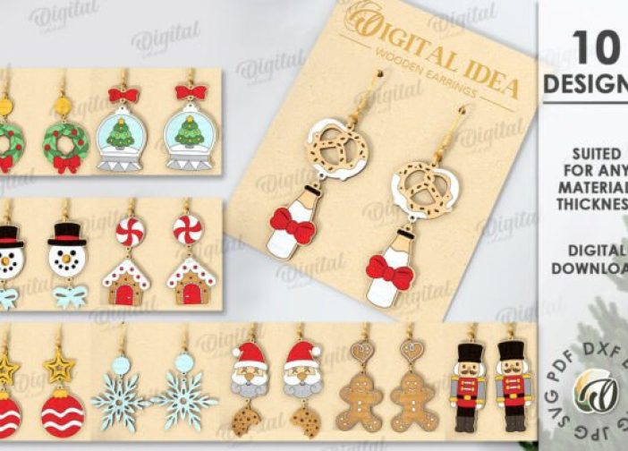 Paquete de pendientes aretes navideños