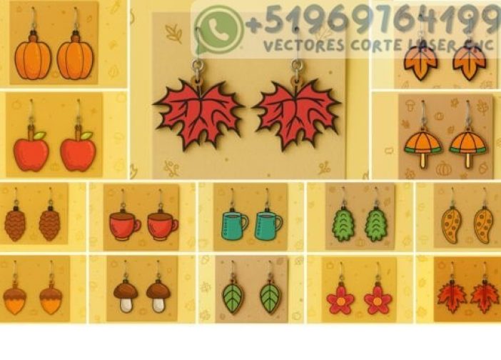 Paquete de pendientes cortados con láser en formato Svg de otoño