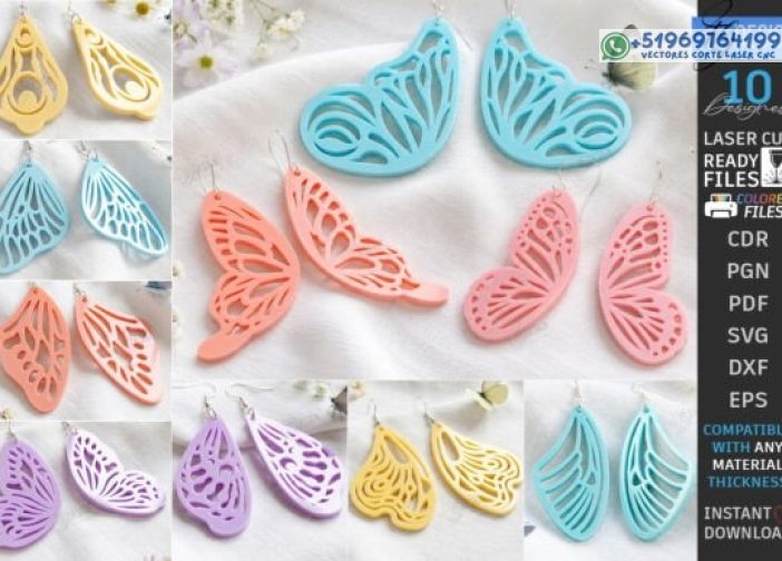 Paquete de pendientes de filigrana con alas de mariposa