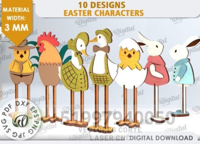 Paquete de personajes de Pascua con patas largas