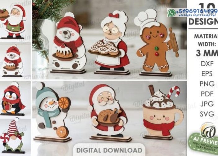 Paquete de personajes de cocina navideños