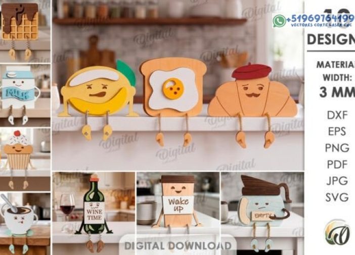 Paquete de personajes divertidos para cocina