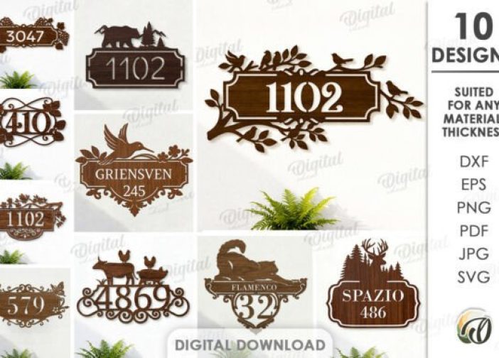 Paquete de placas con números de casa