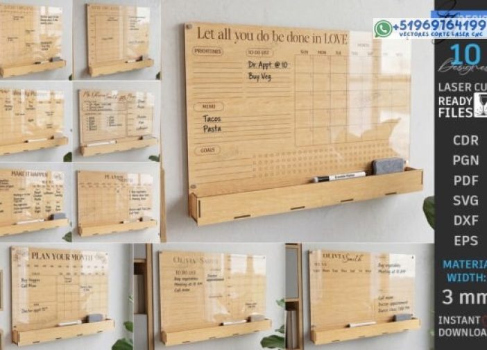 Paquete de planificadores de pared acrílicos cortados con láser