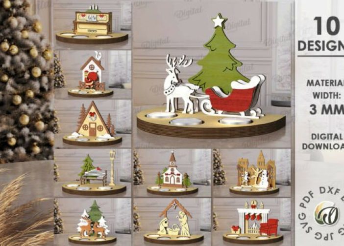 Paquete de portavelas navideñas